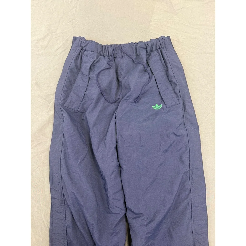Adidas Mens Vintage Windbreaker Track Pants Navy Blue Full Side‎ Zip Trefoil L